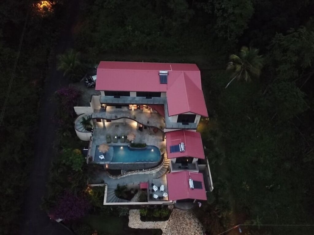 st lucia real estate laborie aerial view night