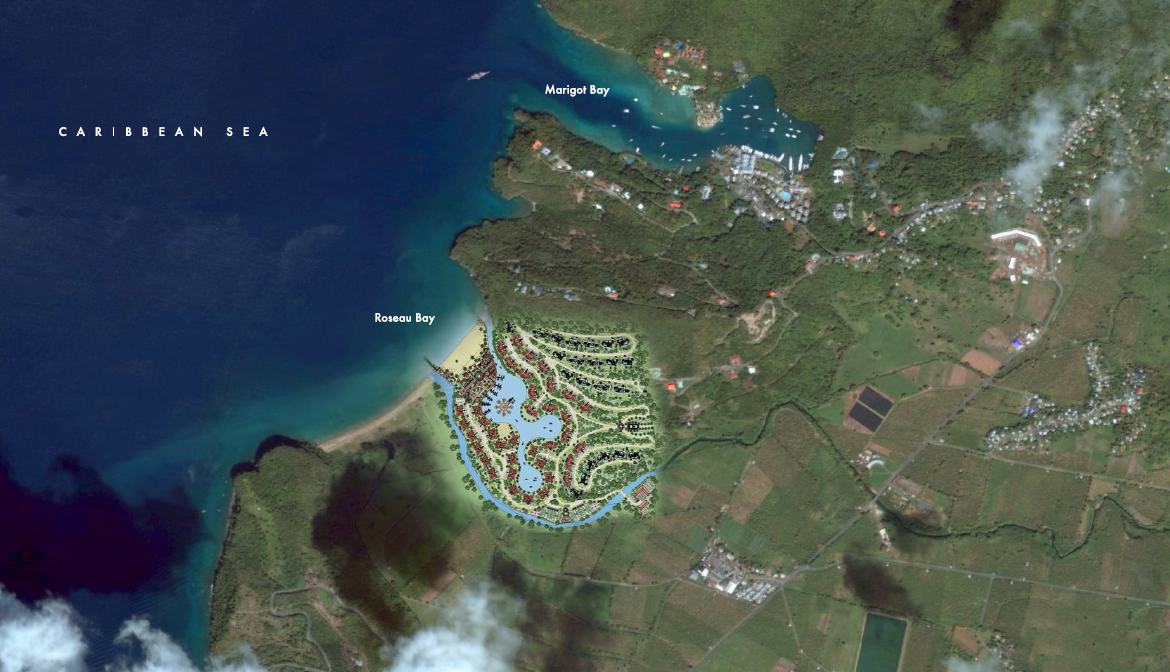 76 acres of prime Beach Land For Sale in St. Lucia with DCA touristic approval in principle. Marina, resort, or luxury eco-village.